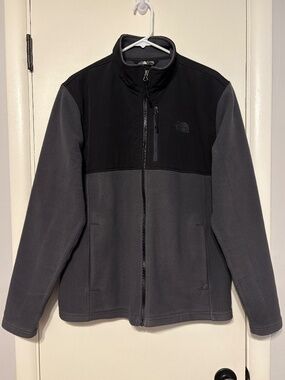 The North Face Mens 300-Weight Tundra Full-Zip 2 Fleece Jacket L Gray/Black Logo